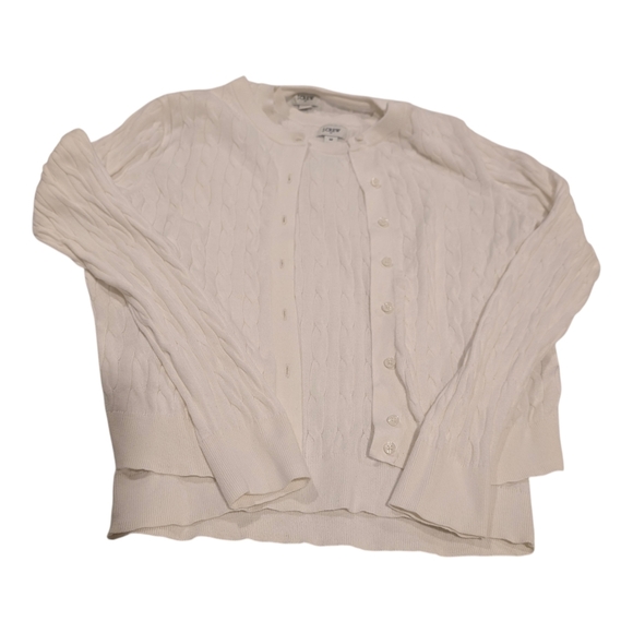 J. Crew Cable Knit Button Front Cardigan & Shell Set In Off-White - Picture 10 of 12
